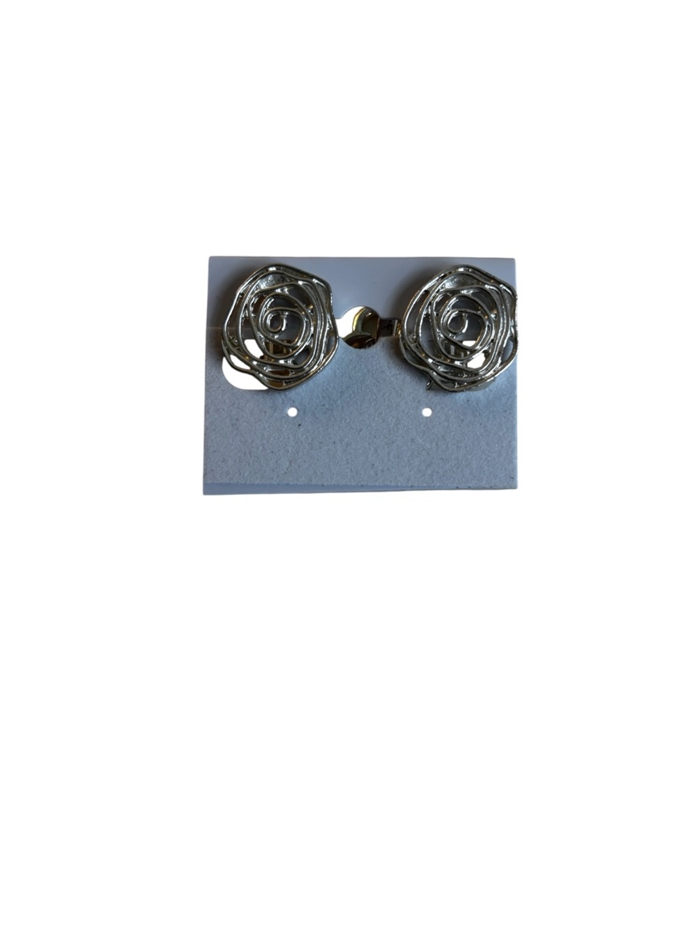 Karine Sultan Silver Toned Rose Shaped Clip-on Studs w/ Open-Cut Out Design.